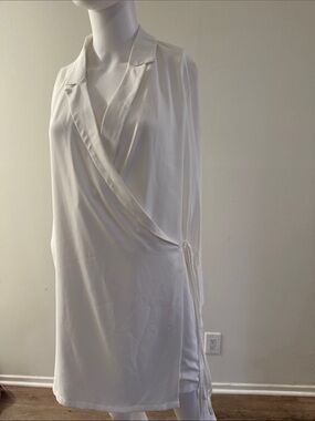 White Wrap-Front Dress with Tie Detail